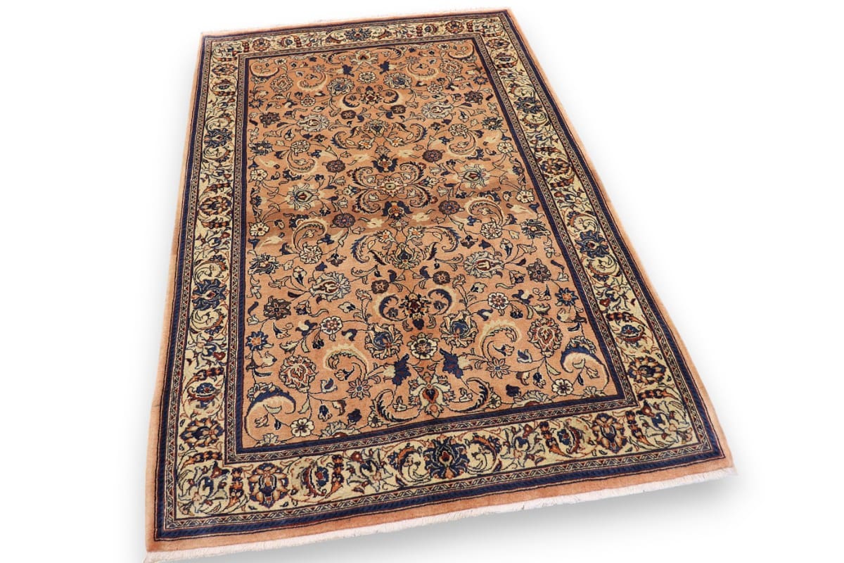 Perserteppich Sarough 203x127 cm mit bunten Blumenmotiven, handgeknüpft