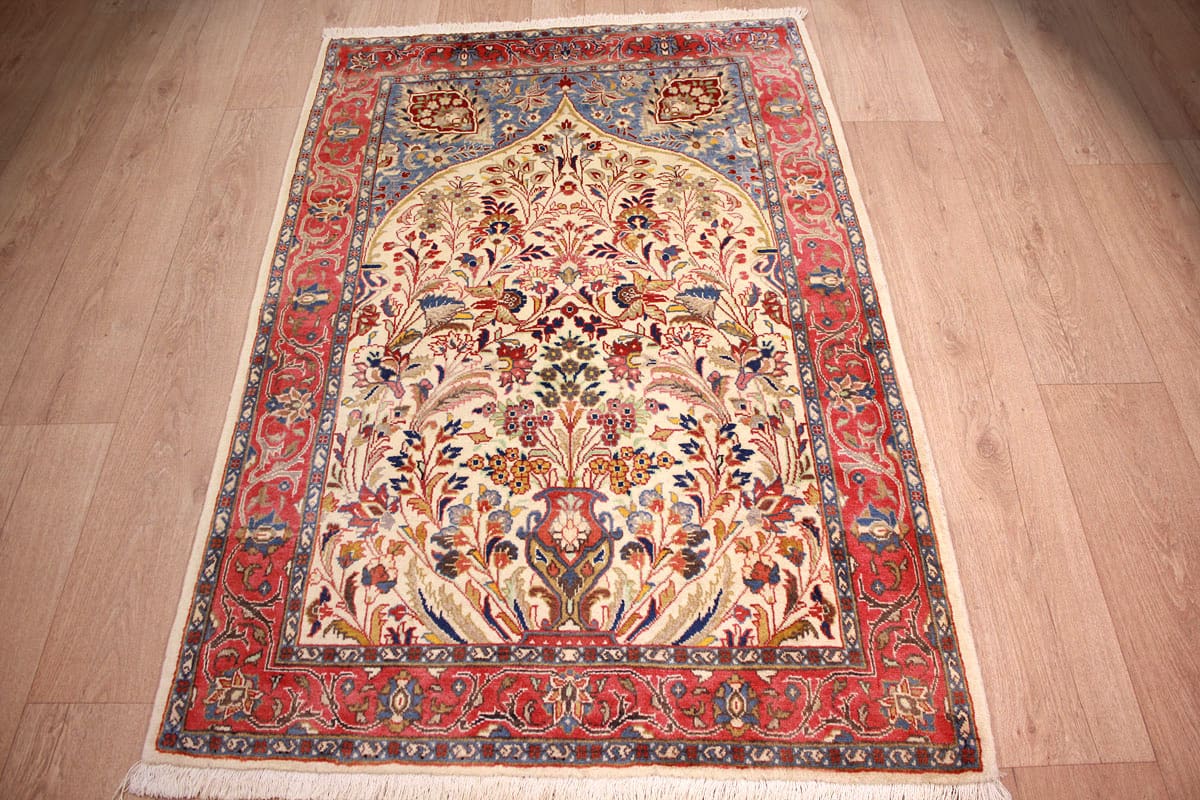 Perserteppich Sarough 157x106 cm Beige, florales Muster, handgeknüpft