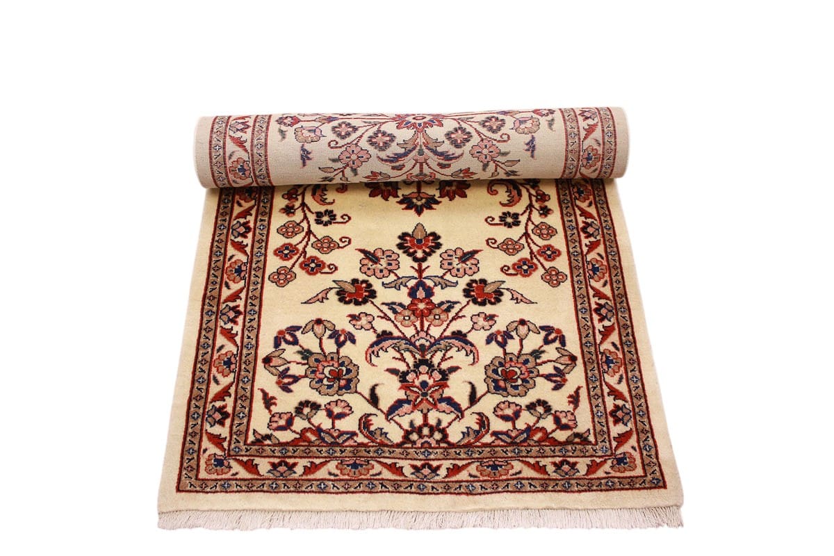 Läufer Sarough Perserteppich 188x89 cm Beige, Wolle, handgeknüpft