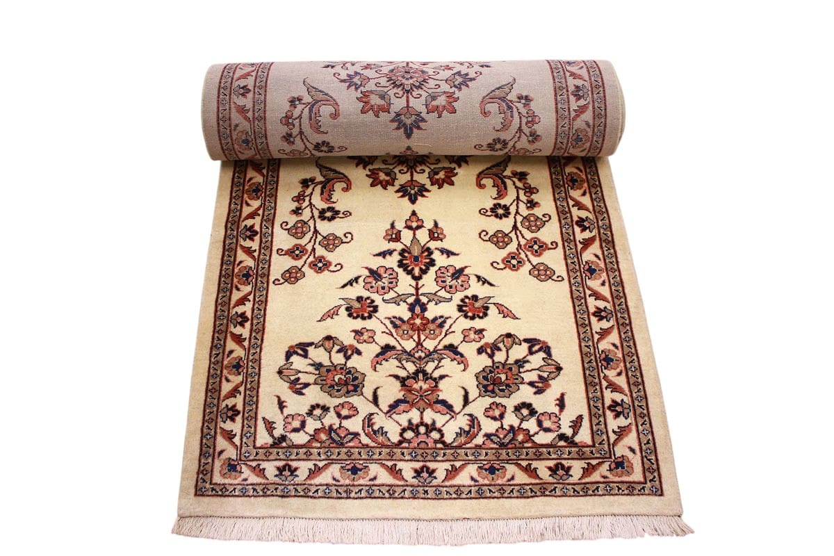 Perserteppich Sarough Läufer 396x89 cm Beige, handgeknüpft