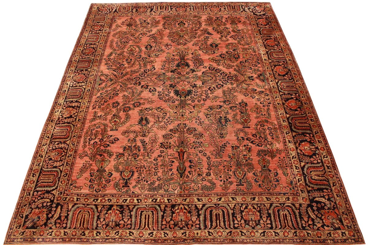 Antiker Sarough Teppich 352x269 cm, bunte Blumenmuster, handgeknüpft