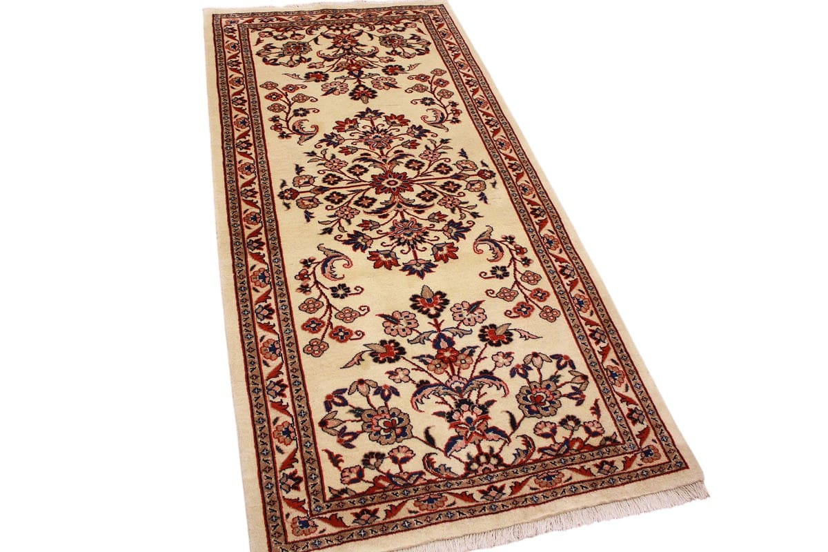 Läufer Sarough Perserteppich 188x89 cm Beige, Wolle, handgeknüpft