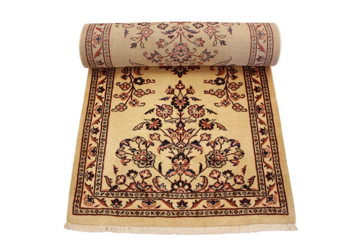 Perserteppich Sarough Läufer 392x88 cm Beige, handgeknüpft