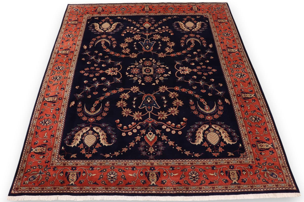 Perserteppich Sarough Wollteppich 249x211 cm, originelles Blumenmuster, handgeknüpft
