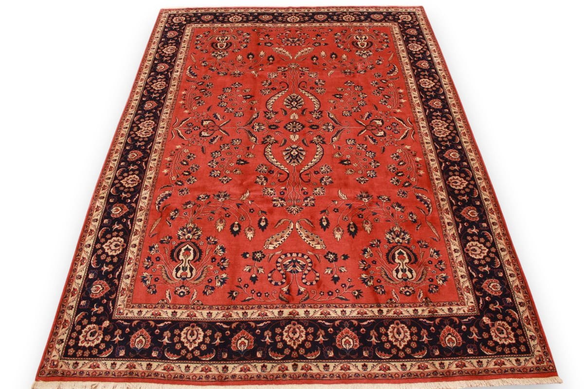 Perser Teppich Sarough 357x256 cm Rot, Blumenmuster, handgeknüpft