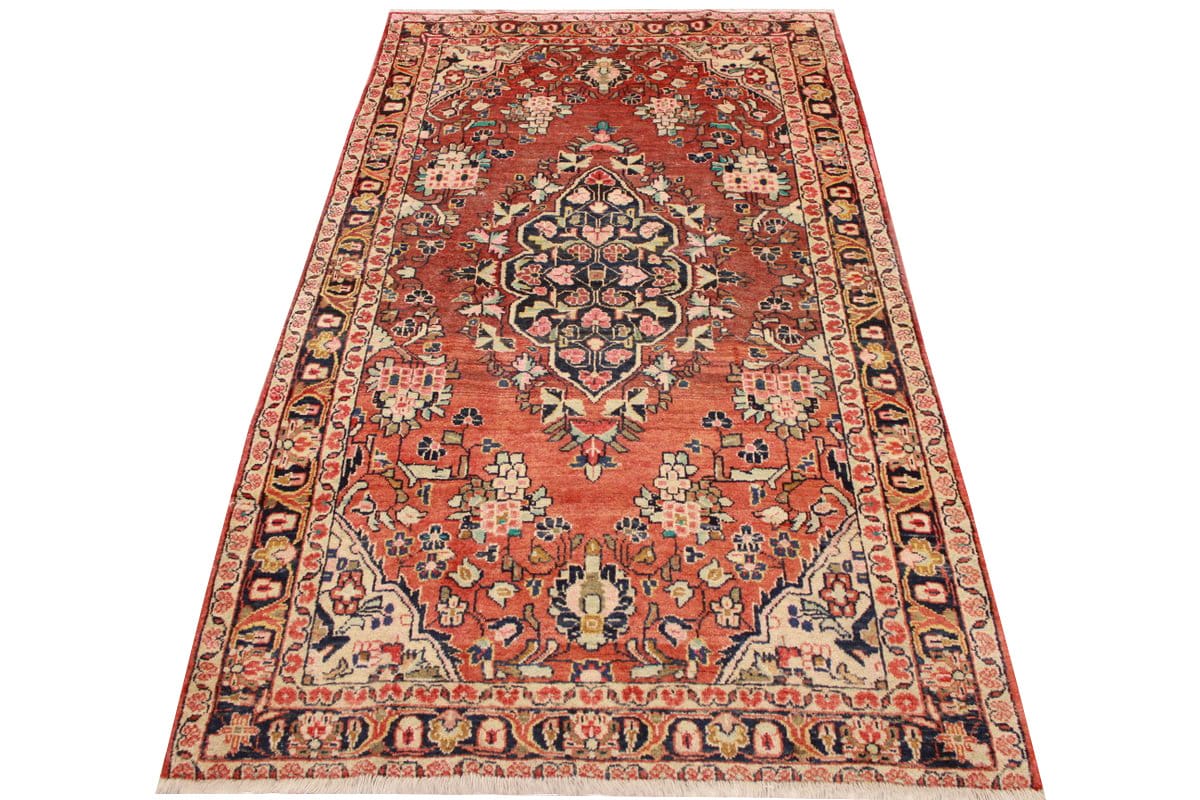 Antiker Sarough Teppich 220x133 cm mit Blumenmotiven, handgeknüpft