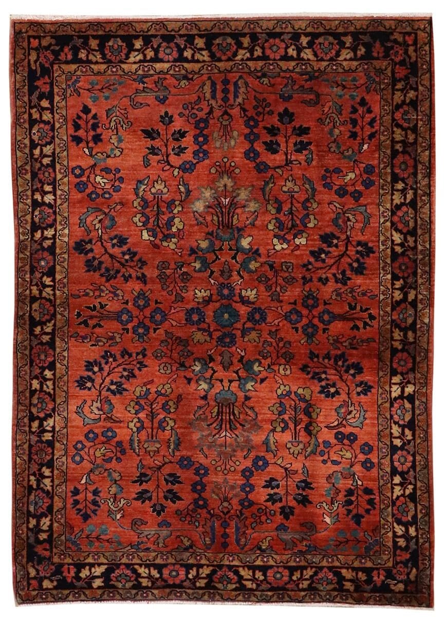 Antiker Perserteppich Sarough 147x103 cm, Blumenmuster, handgeknüpft