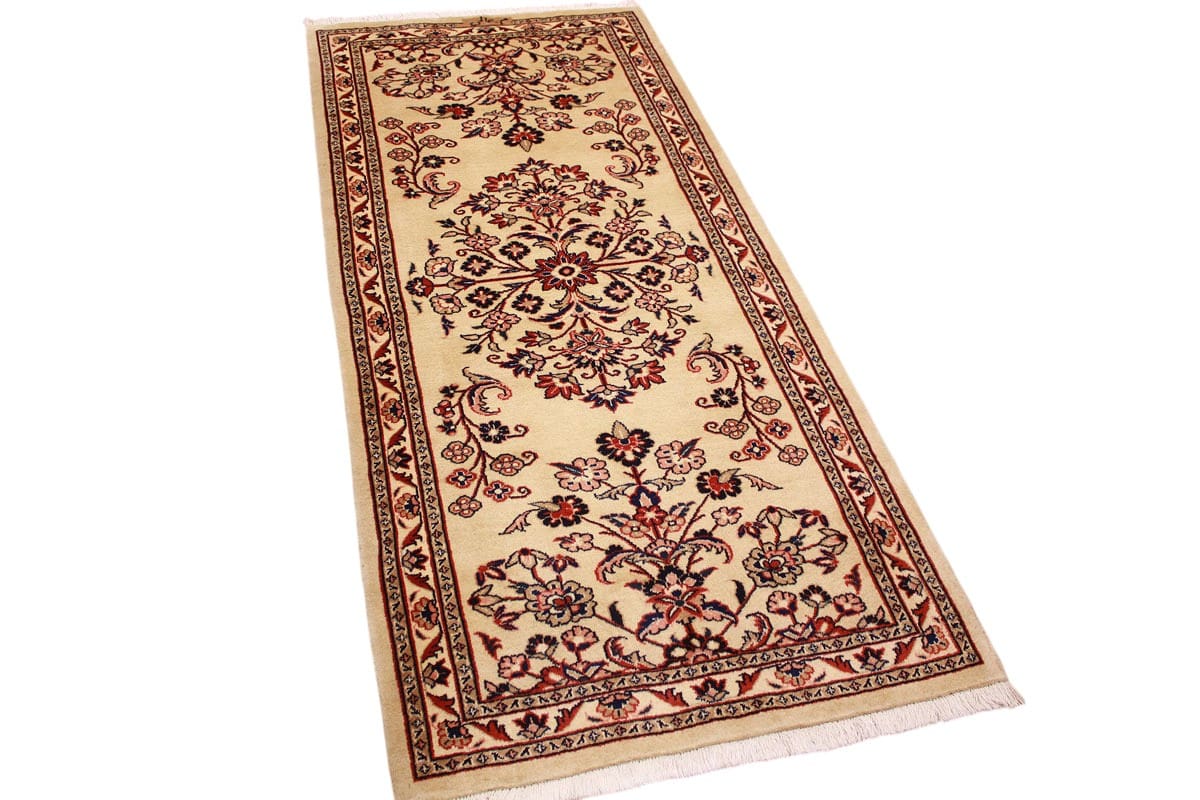Läufer Sarough Perserteppich 205x92 cm Beige, Wolle, handgeknüpft