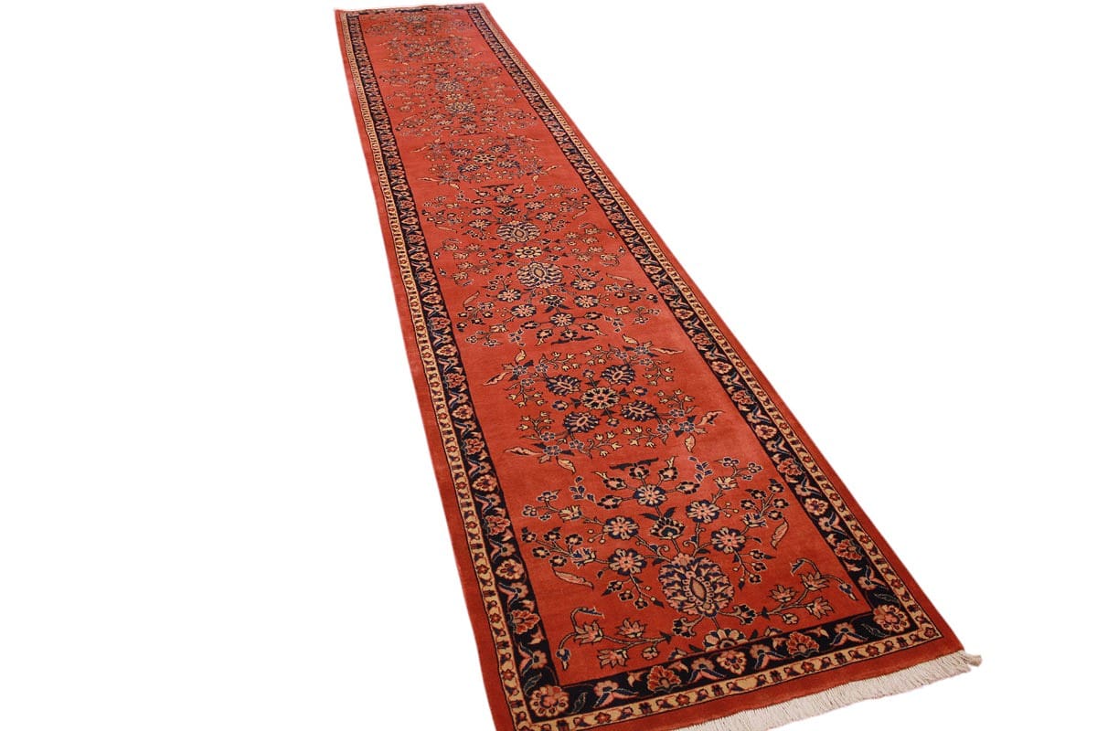 Perserteppich Sarough Rot 496x91 cm Läufer, handgeknüpft