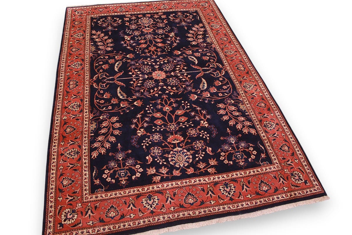 Perser Teppich Sarough 284x187 cm Dunkelblau, handgeknüpft