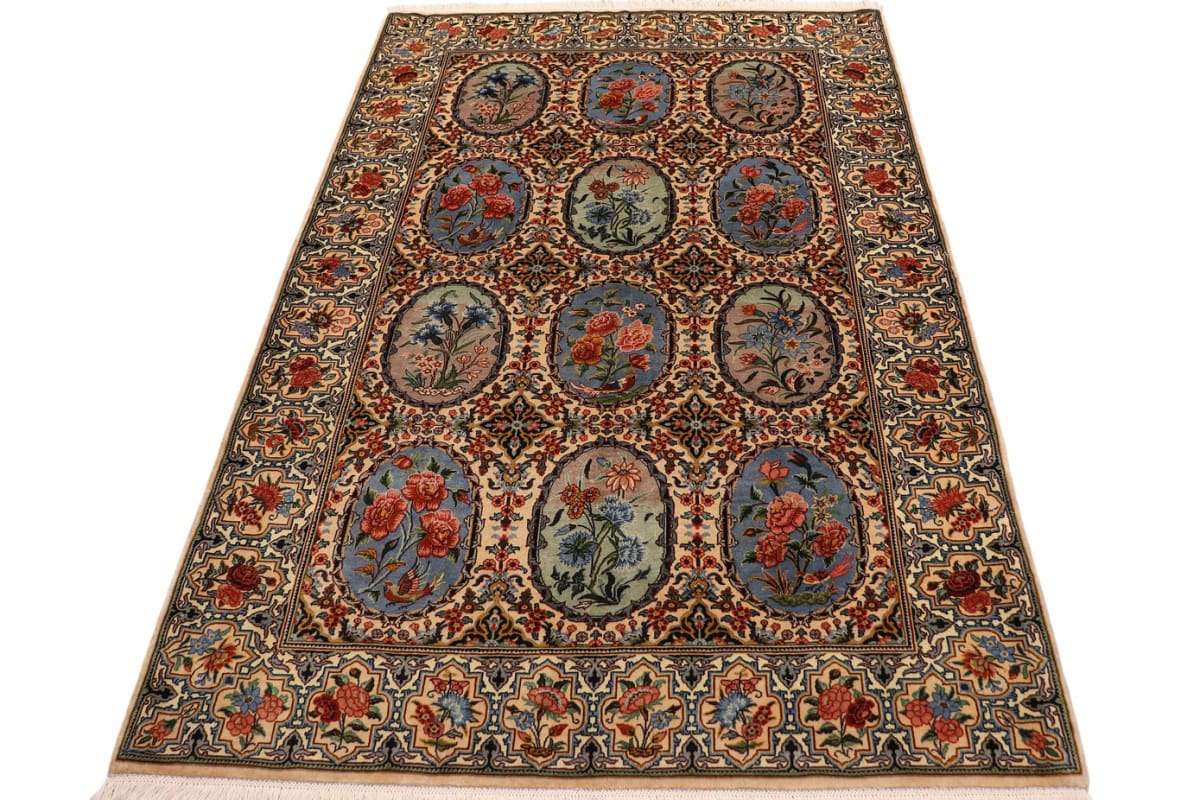 Perserteppich Sarough 220x145 cm – Wollteppich mit Seide, handgeknüpft