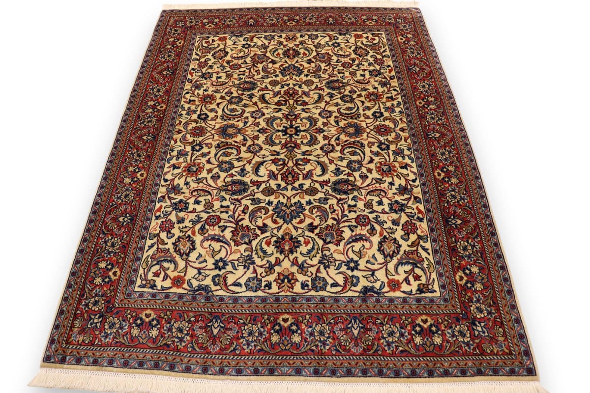 Perserteppich Sarough 204x148 cm mit bunten Blumenmotiven, handgeknüpft
