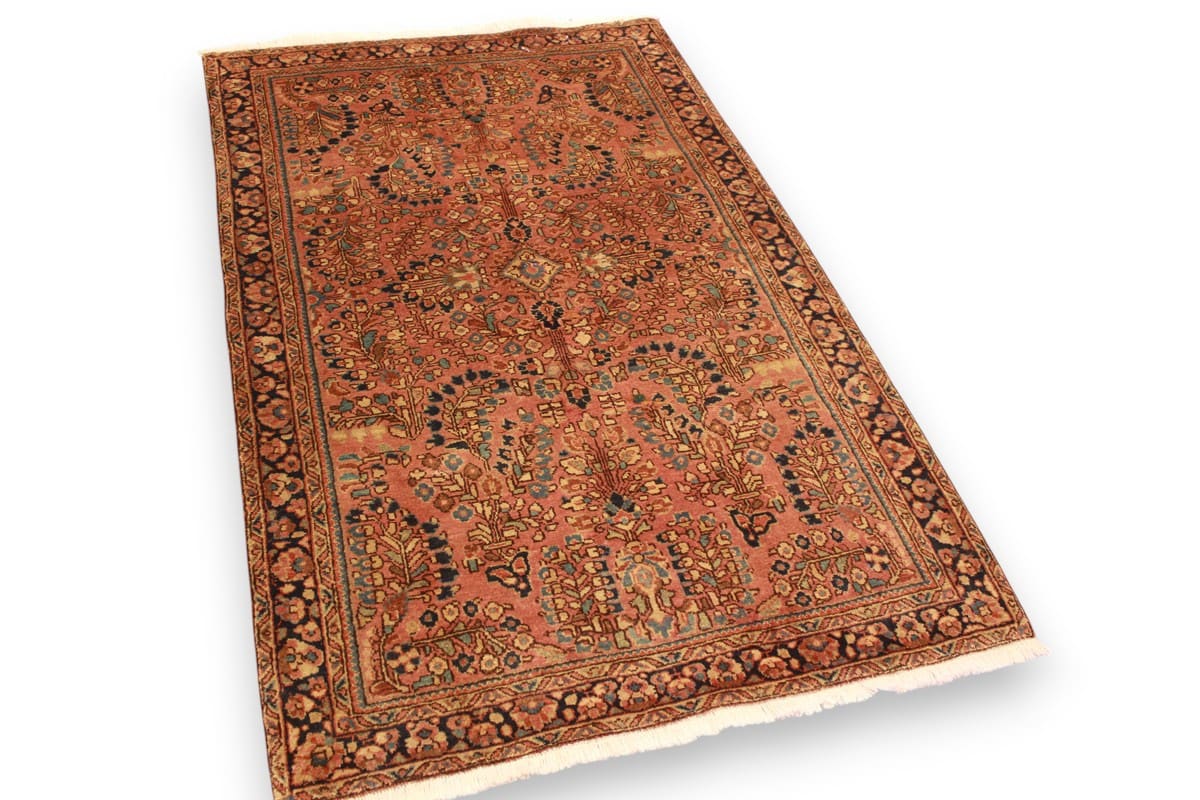 Antiker Perserteppich Sarough 153x100 cm Rostrot, handgeknüpft