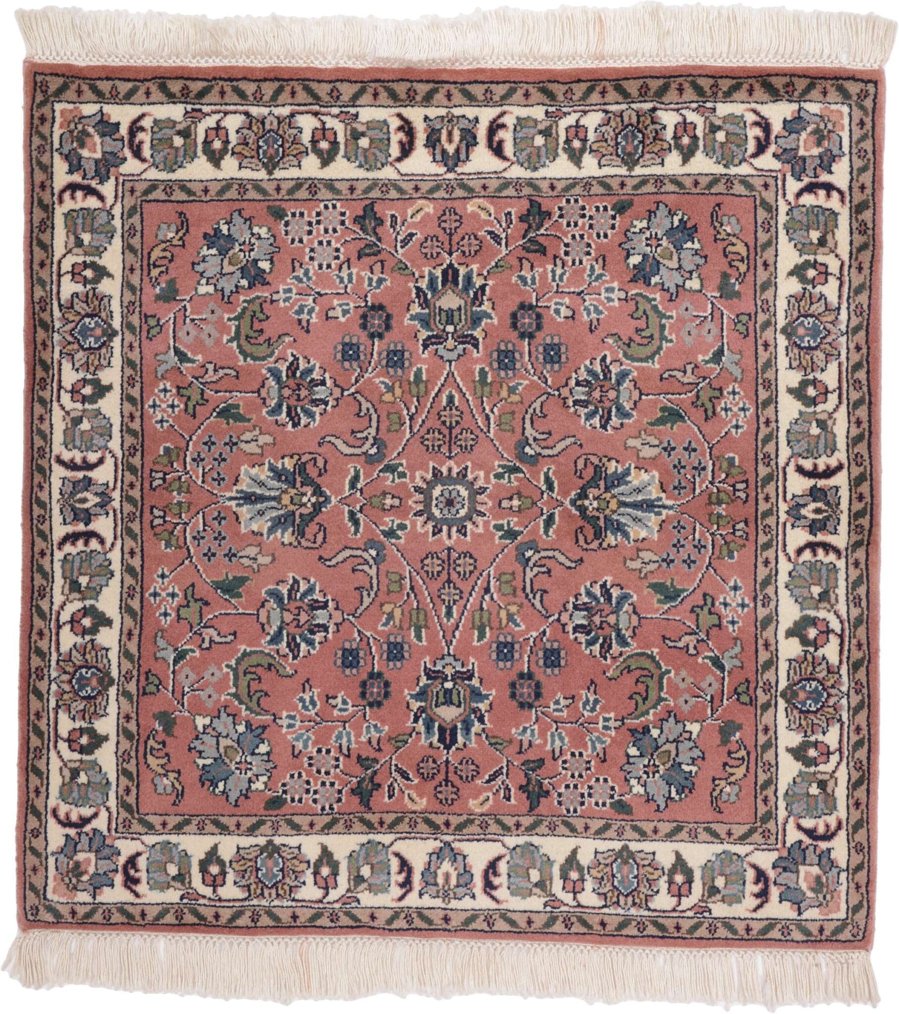 Sarouk Orientteppich 96x94 cm, handgeknüpft, florales Muster