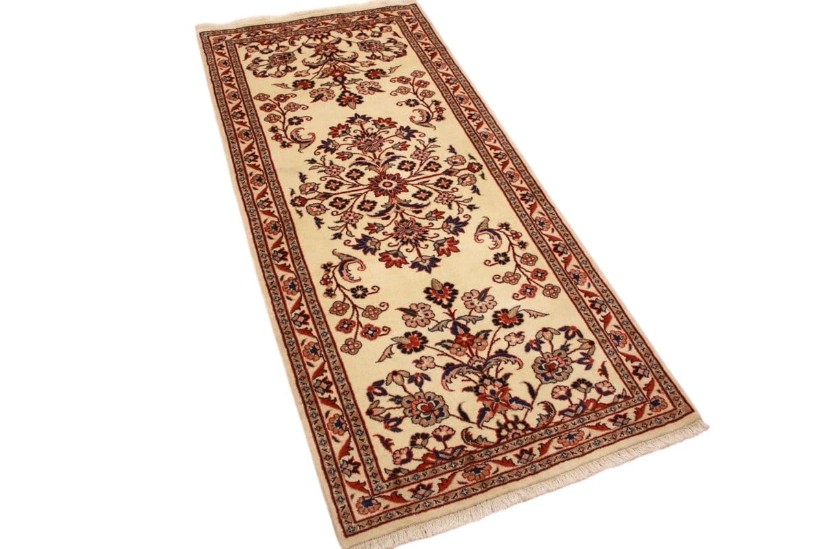 Perser Teppich Sarough 189x86 cm, farbenfrohe Blattmuster, handgeknüpft