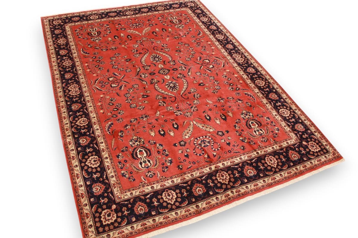 Perser Teppich Sarough 357x256 cm Rot, Blumenmuster, handgeknüpft
