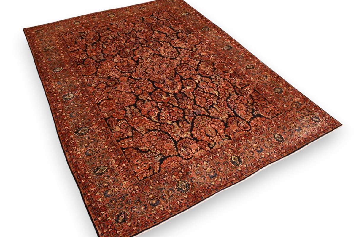 Antiker Perserteppich Sarough 421x306 cm – Farbenfrohe Blumenmuster, handgeknüpft