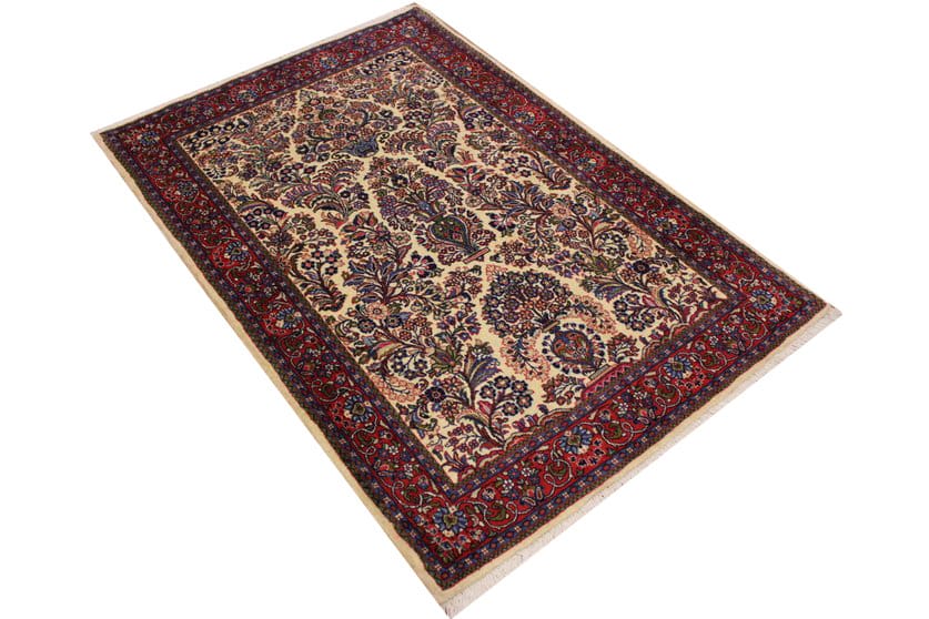 Perserteppich Sarough 154x103 cm mit bunten Blumenmotiven, handgeknüpft