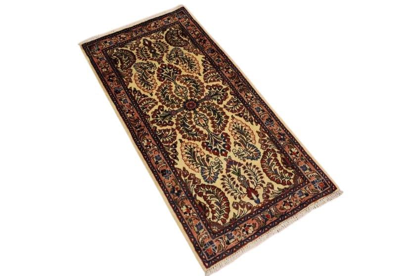 Perserteppich Sarough 130x66 cm mit bunten Blumenmotiven, handgeknüpft