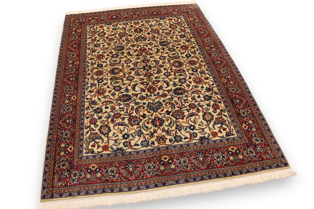 Perserteppich Sarough 204x148 cm mit bunten Blumenmotiven, handgeknüpft