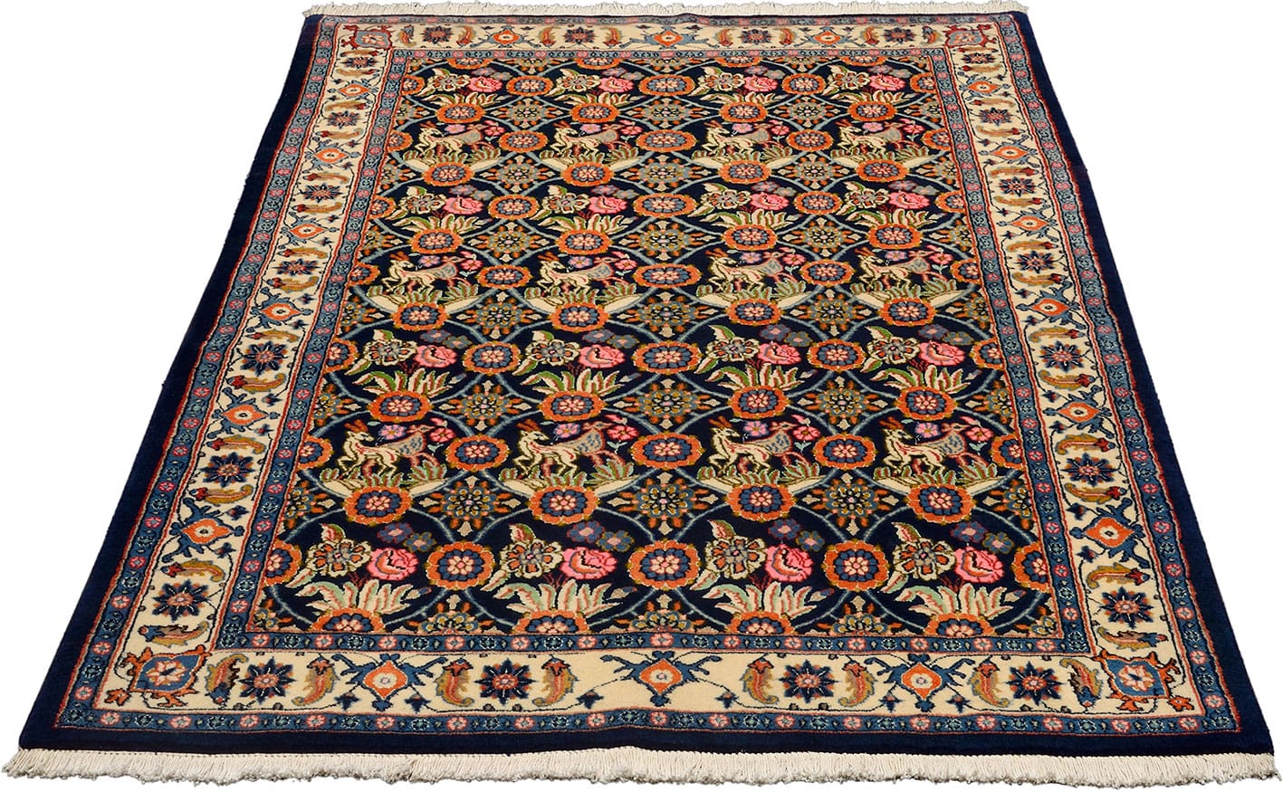 Sarouk Orientteppich 197x127 cm, handgeknüpft, rot-blau