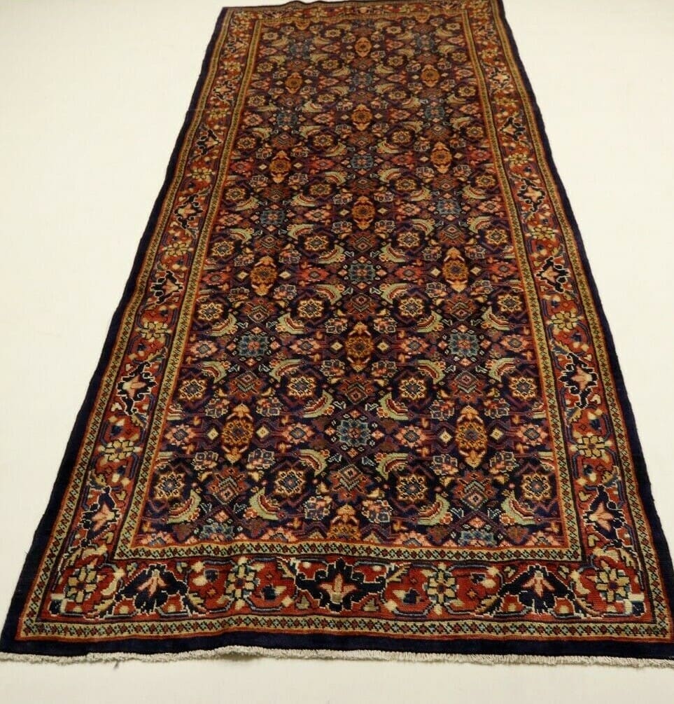 Perser Orientteppich Hamadan 350 x 151 cm, 160.000 Knoten, handgeknüpft