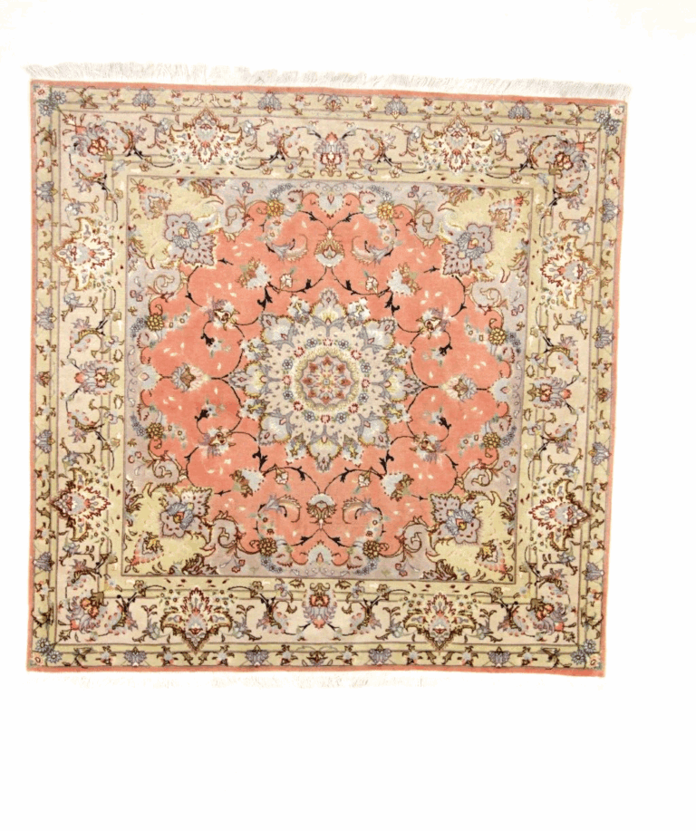 Handgeknüpfter Perserteppich Täbriz 152 x 151 cm, 600000 Knoten, Seide