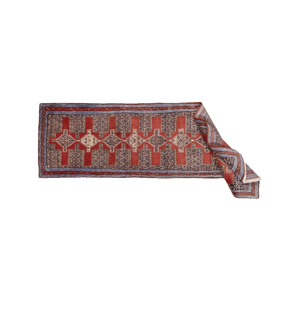 Handgeknüpfter Perser Teppich Senne 282x81cm, 150.000 Knoten, Neu