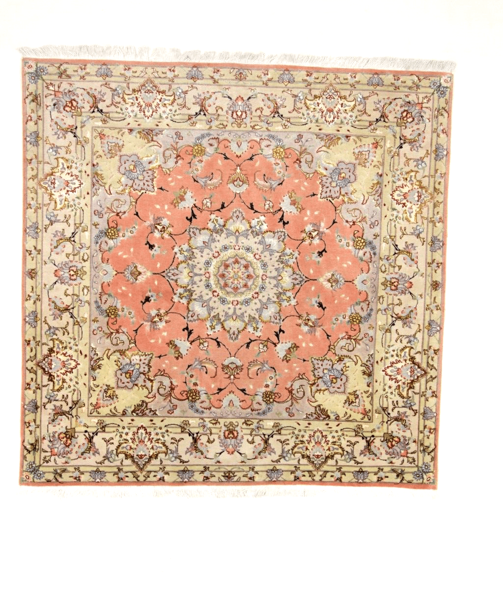 Handgeknüpfter Orientteppich Täbriz 152 x 151 cm, 600.000 Knoten, Seide
