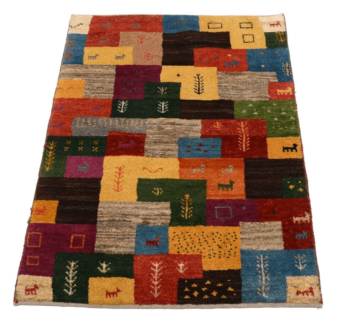 Orientteppich Gabbeh 113x77 cm, 90.000 Knoten, handgeknüpft