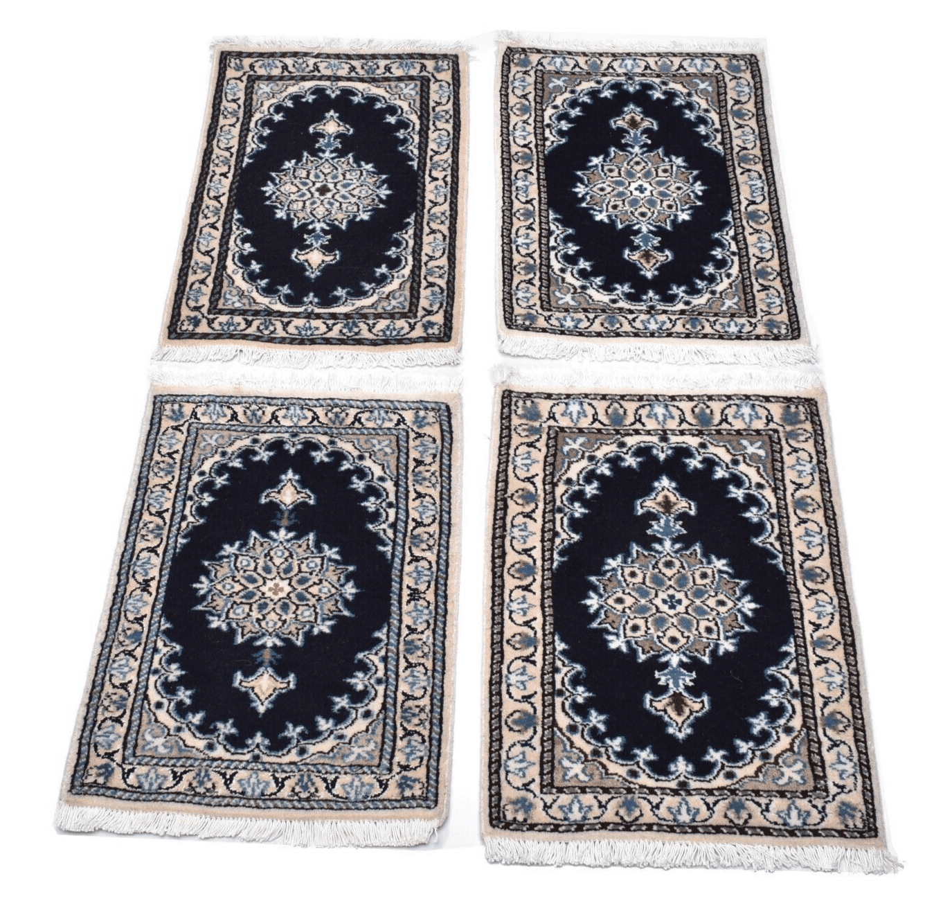Handgeknüpfter Perser Nain Teppich 62x41 cm, 300.000 Knoten, Blau
