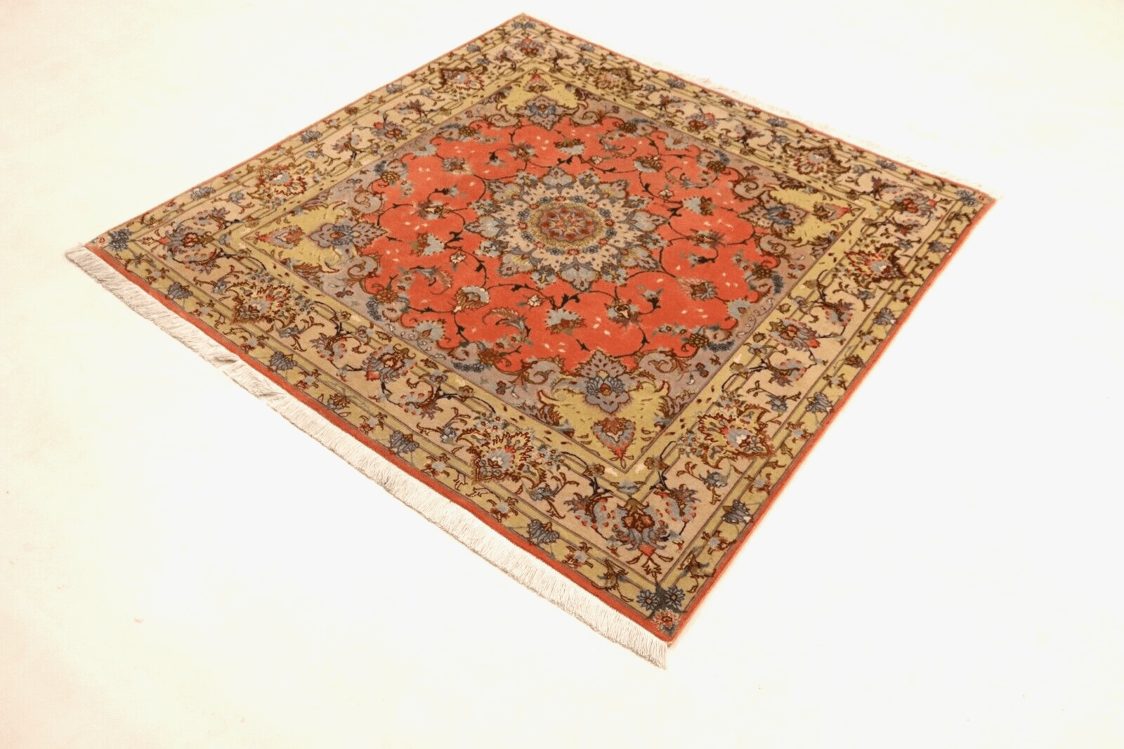 Handgeknüpfter Orientteppich Täbriz 152 x 151 cm, 600.000 Knoten, Seide