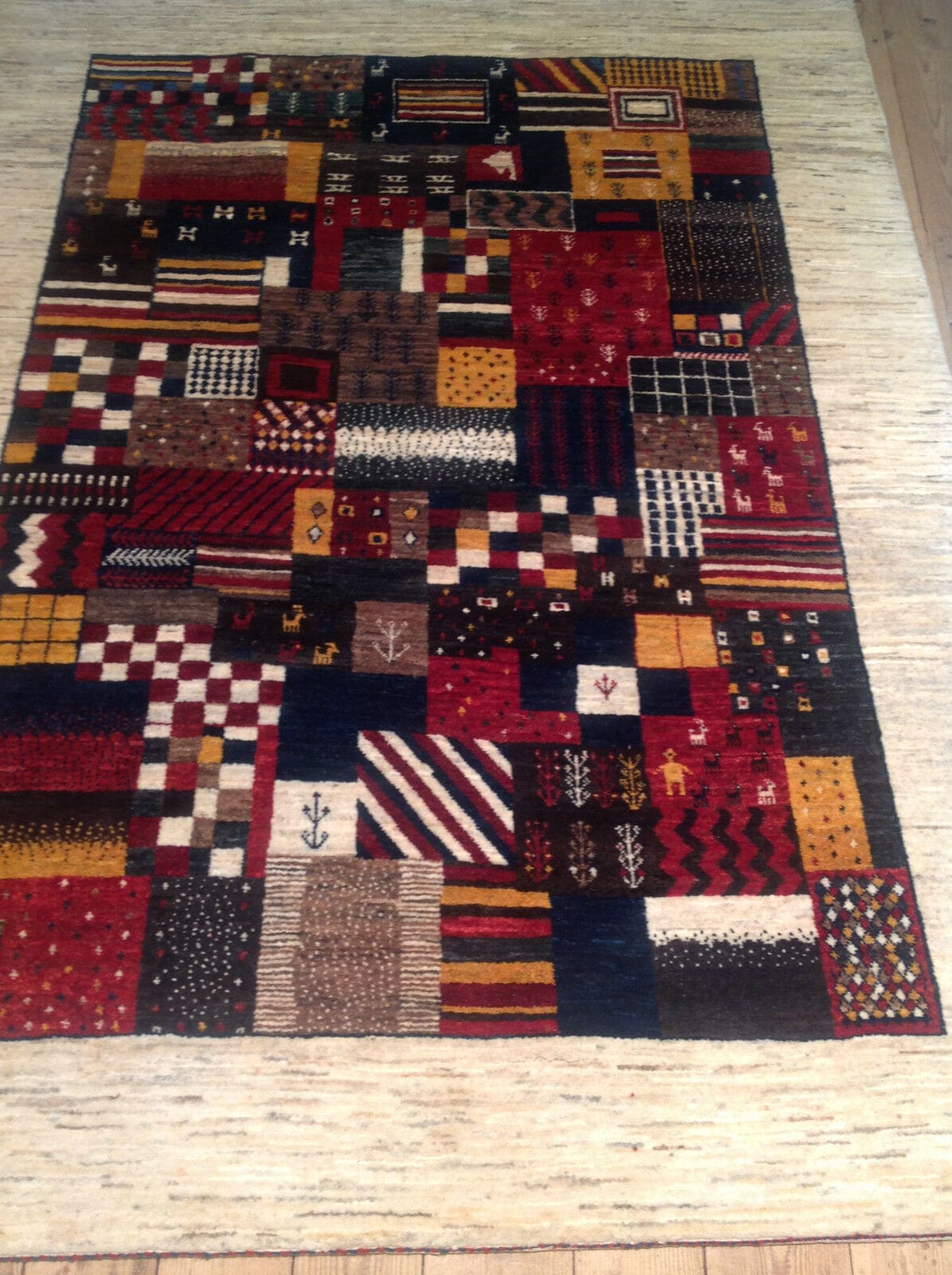 Wunderschöner Gabbeh Loribaft Orientteppich 202x155 cm, 200.000 Knoten, handgeknüpft
