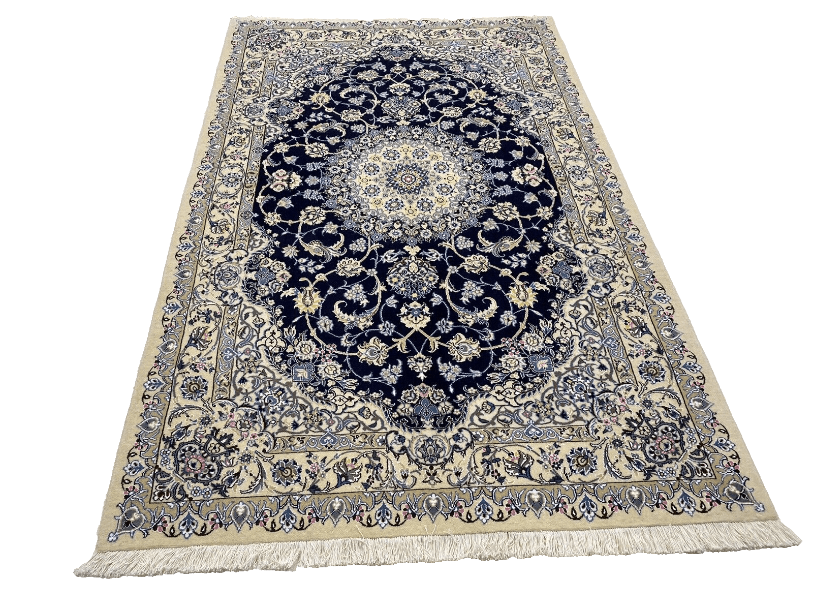 Orientteppich 257x159 cm, super Nain 9 La, 500.000 Knoten, handgeknüpft