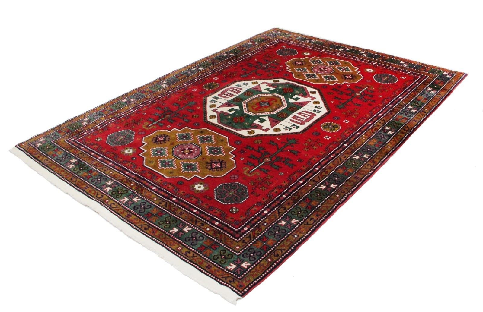 Antiker Kaukasischer Shirvan Teppich 242 x 171 cm, handgeknüpft