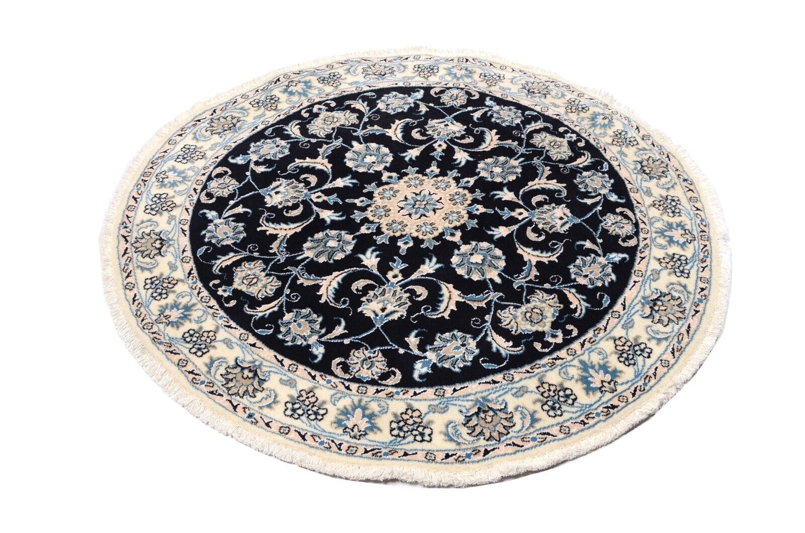 Handgeknüpfter Perserteppich Nain 152 x 151 cm, 300.000 Knoten, Blau