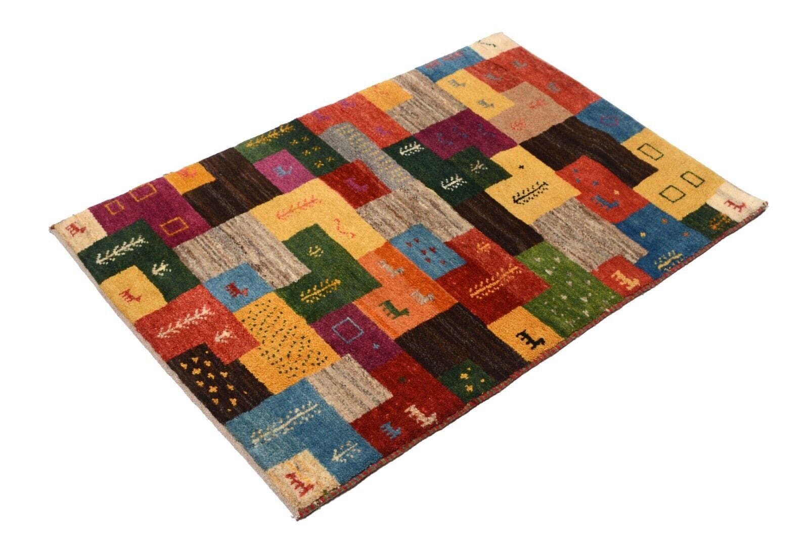 Orientteppich Gabbeh 113x77 cm, 90.000 Knoten, handgeknüpft