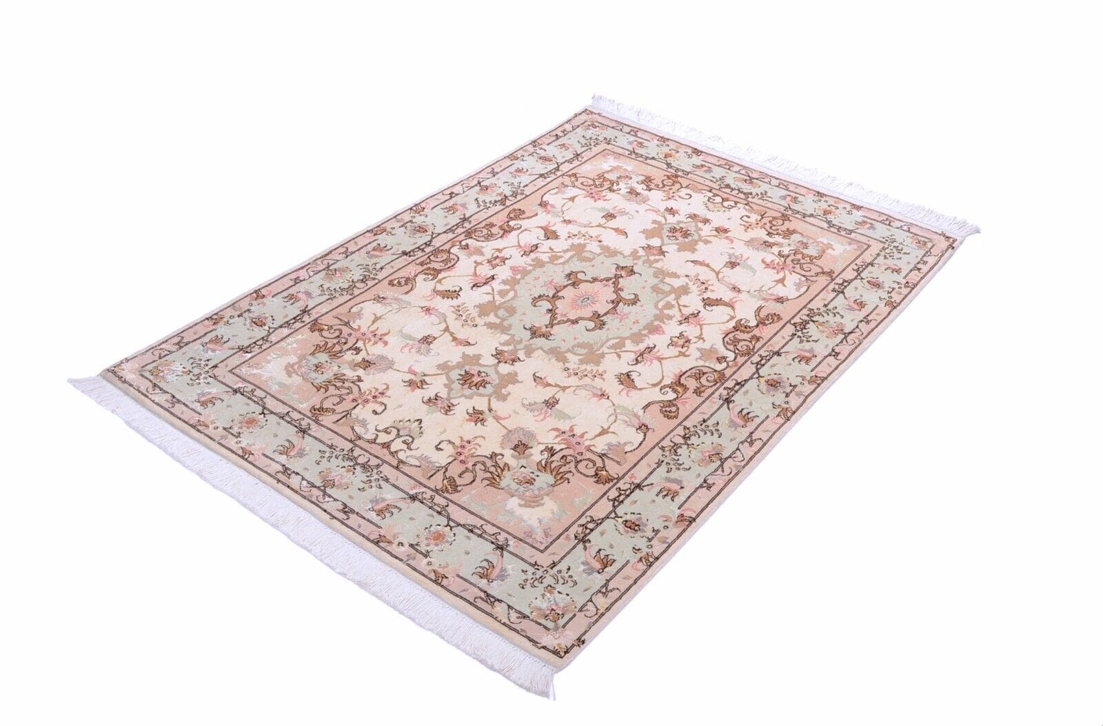 Handgeknüpfter Perser Tabriz Teppich 151 x 101 cm mit Seide, floral