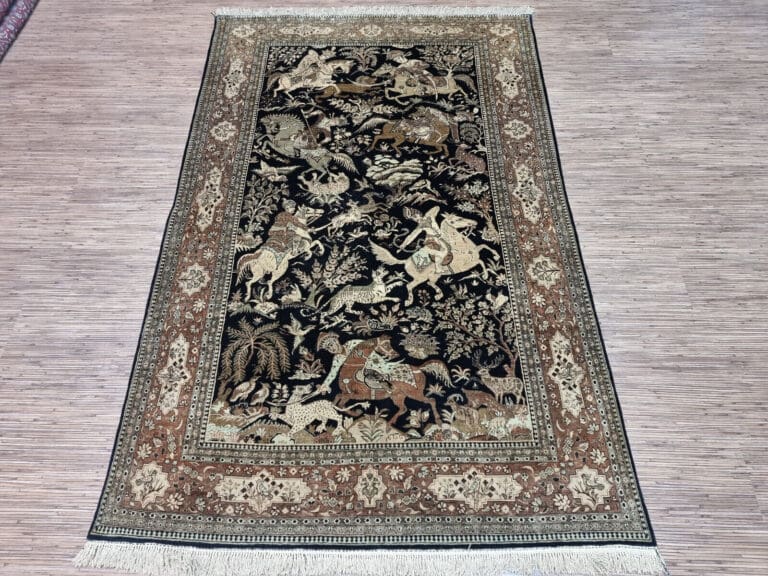 Wunderschöner Persischer Ghom Seidenteppich 216×136 cm, 700.000 K/m², handgeknüpft
