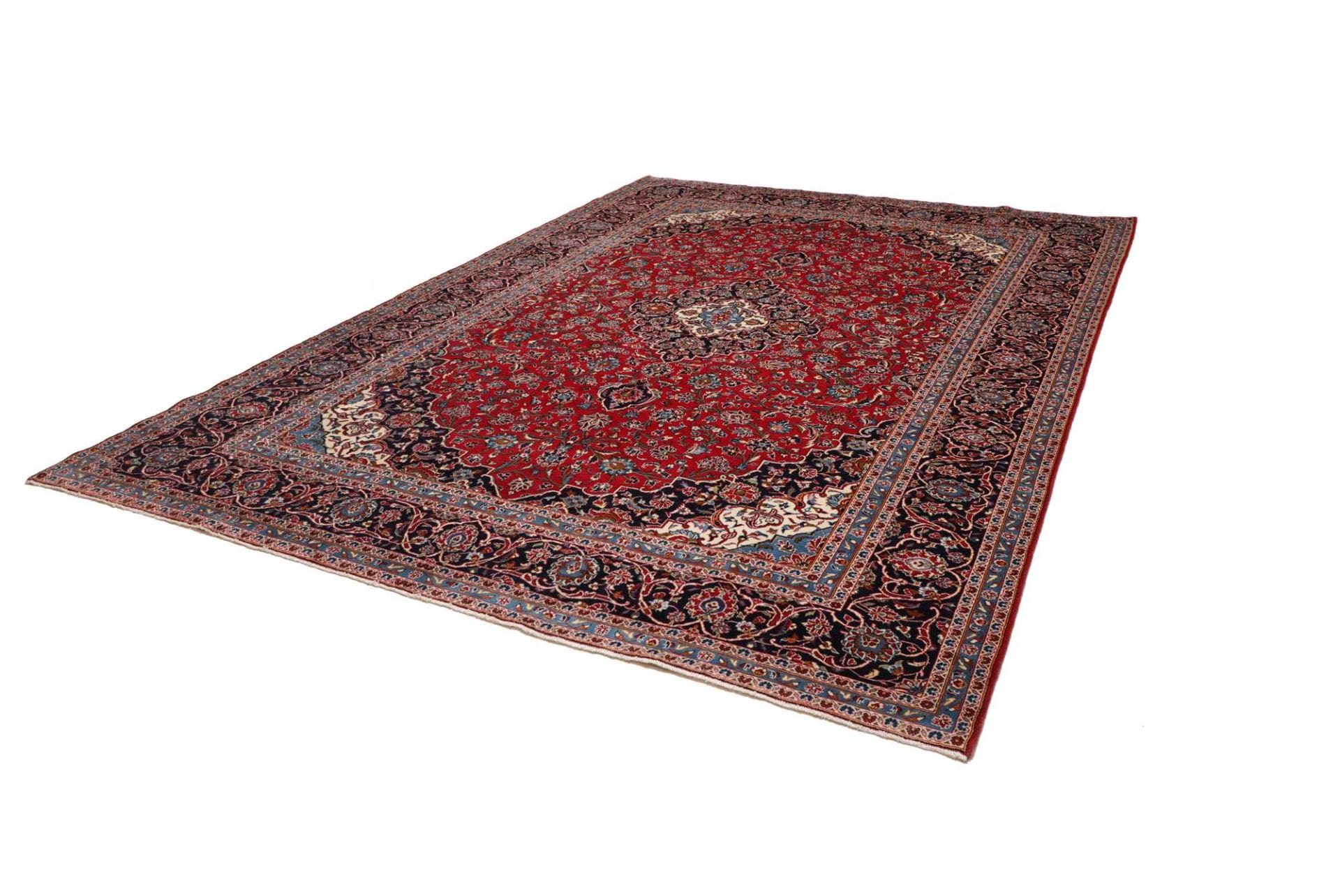 Kashan Teppich 293 x 403 cm, florale Muster, handgeknüpft, Perserteppich