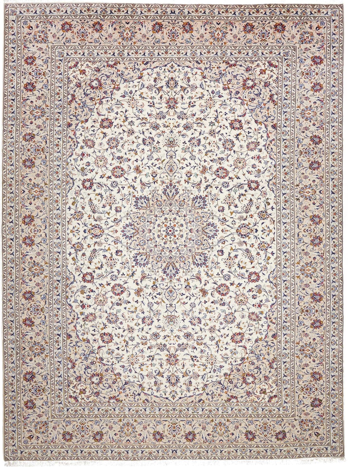 Kashan Teppich 298 x 395cm, Schurwolle, florales Muster, handgeknüpft Perserteppich
