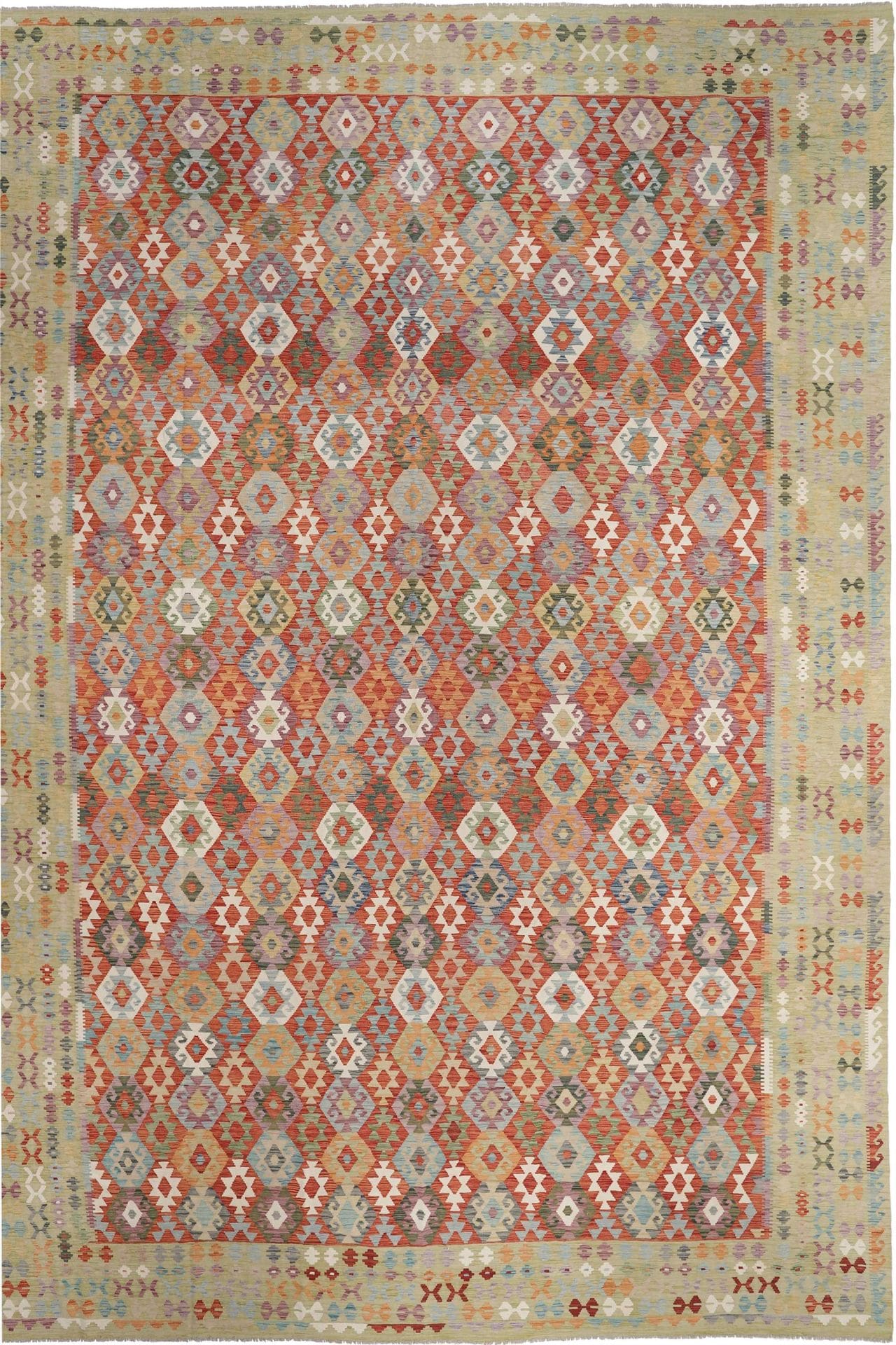 Handgewebter Kelim 431 x 595 cm - Schurwolle, rustikales Flair H1