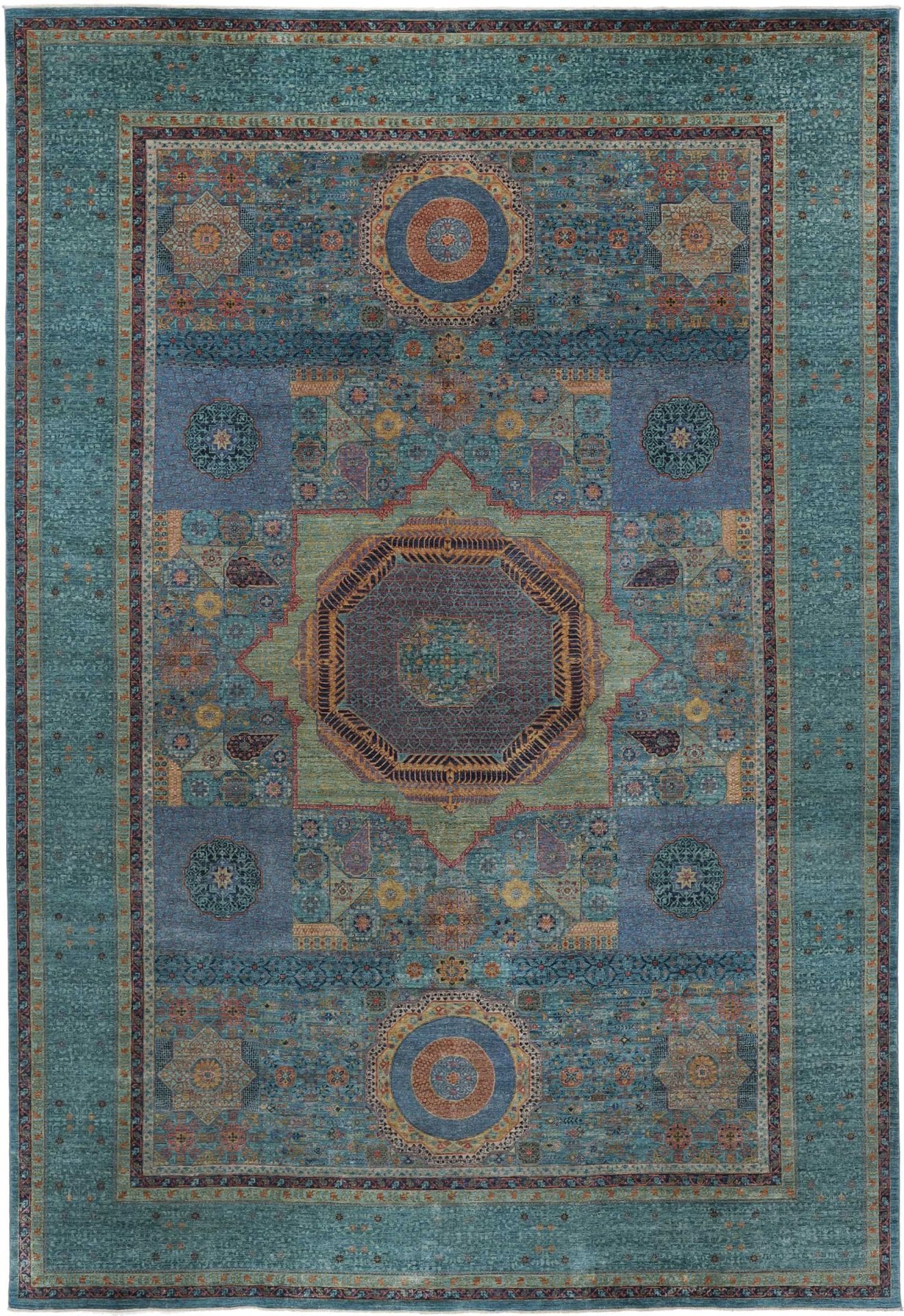 Mamluk Orientteppich 367 x 535 cm aus Schurwolle, handgeknüpft