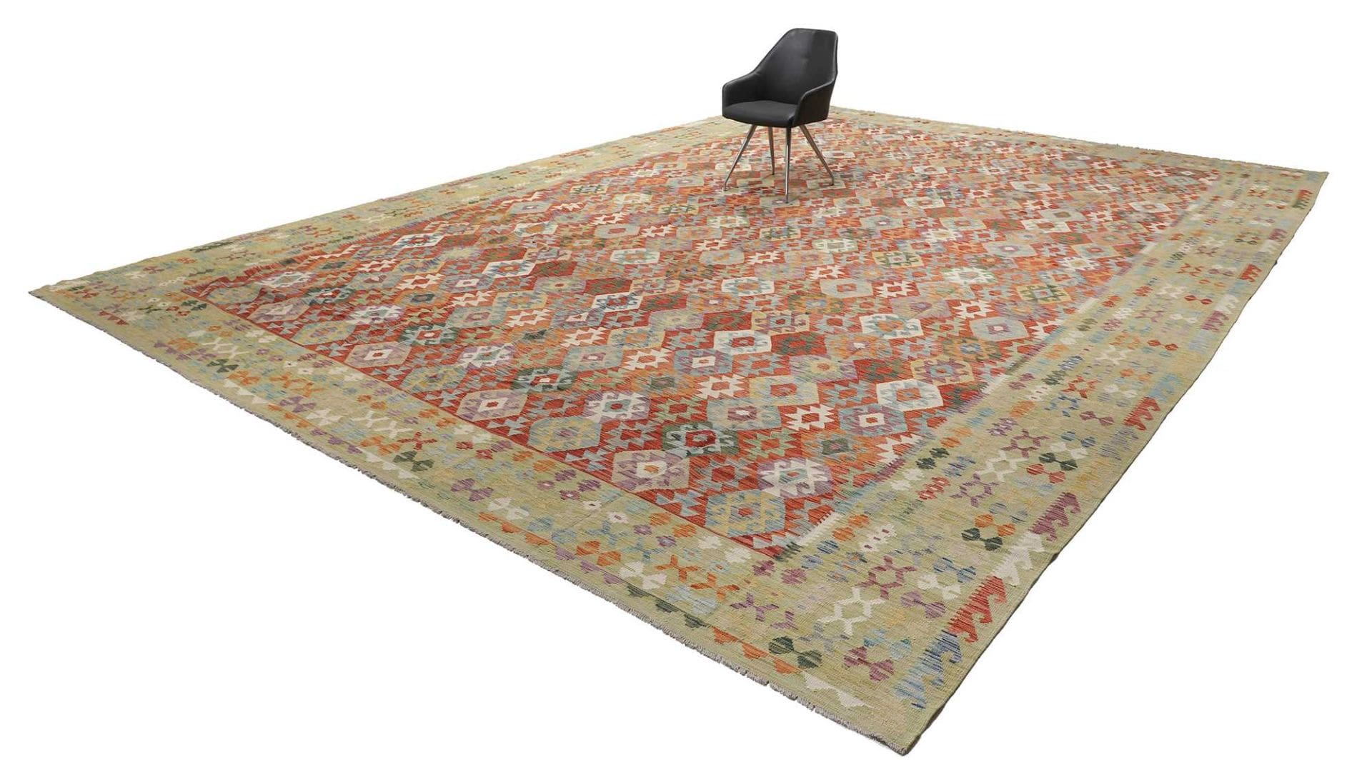 Handgewebter Kelim 431 x 595 cm - Schurwolle, rustikales Flair H1