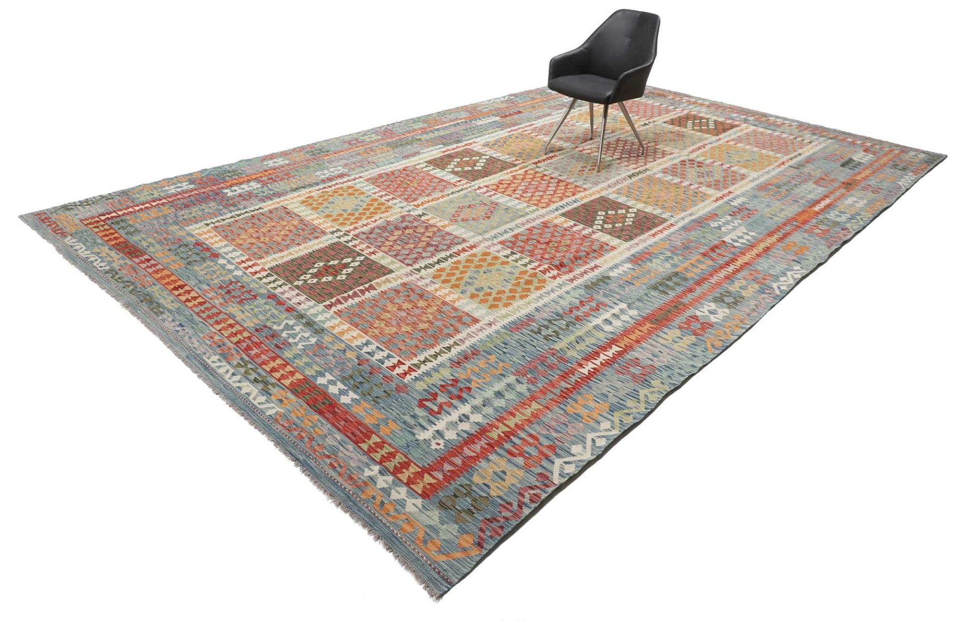 Kelim Teppich 310 x 495 cm, handgewebt, rustikales Design