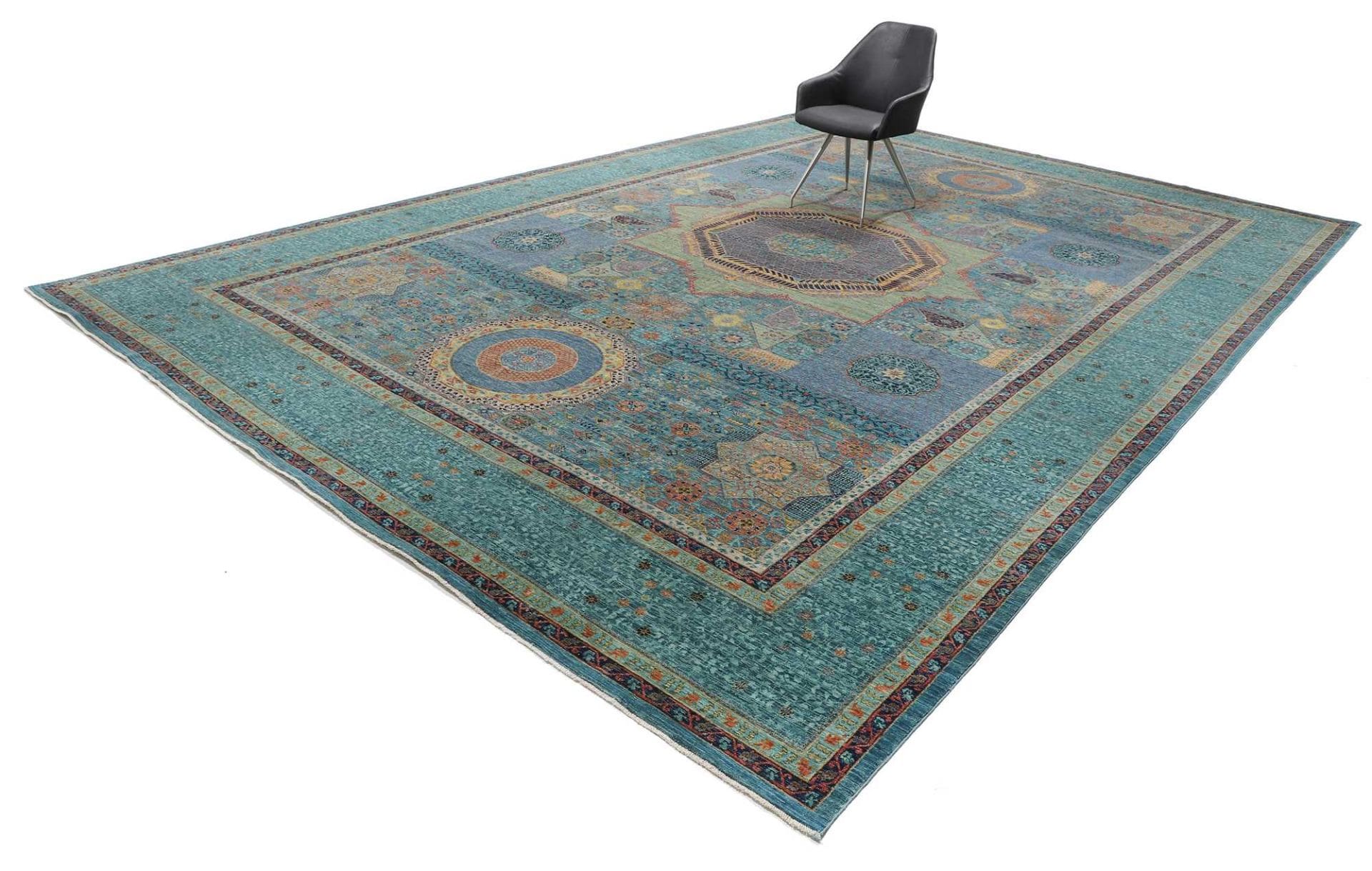 Mamluk Orientteppich 367 x 535 cm aus Schurwolle, handgeknüpft