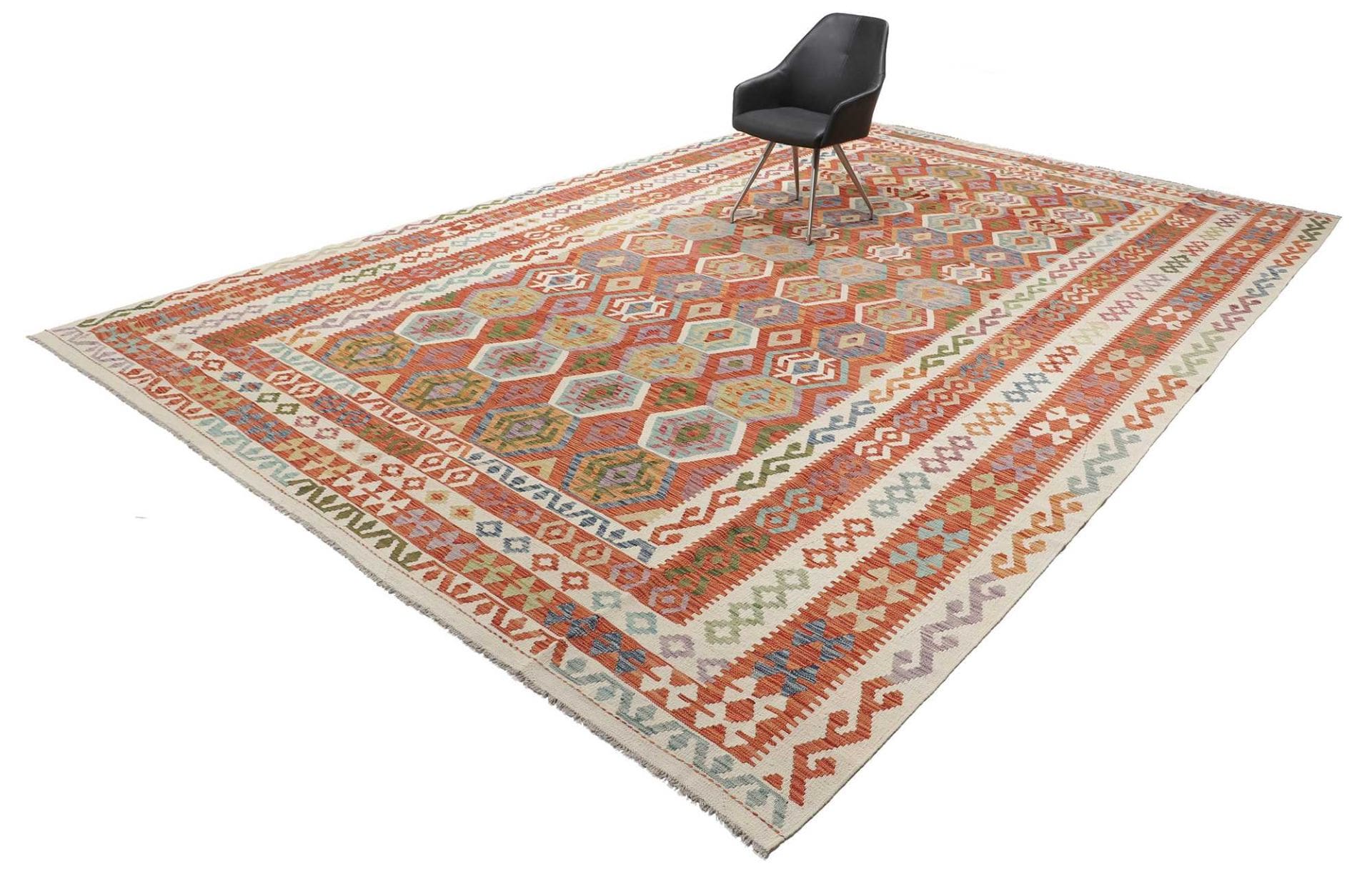 Kelim Teppich 323 x 487 cm, handgewebt, rustikales Flair H1