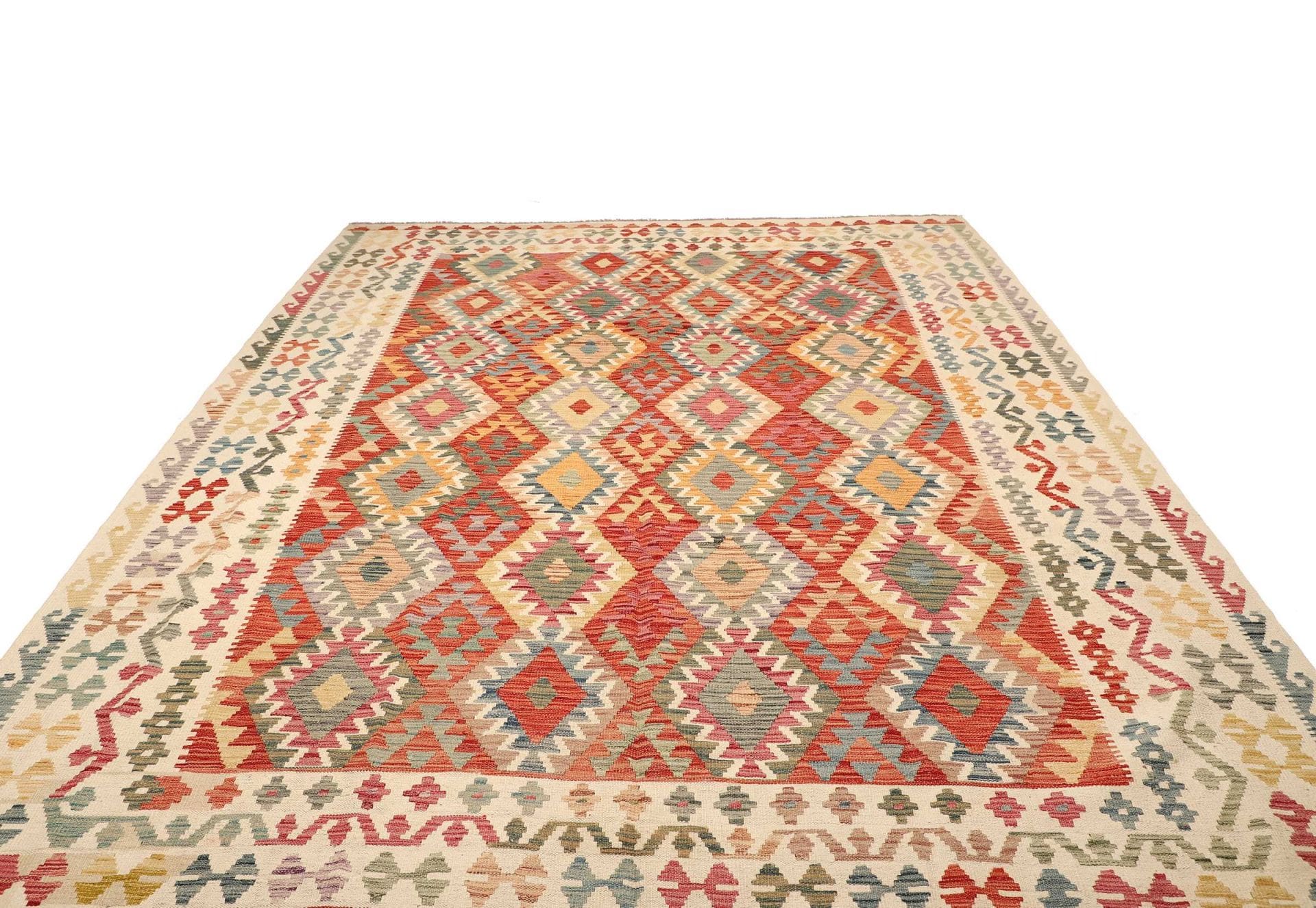 Kelim Teppich 268 x 350cm, handgewebt, rustikales Flair, Wolle