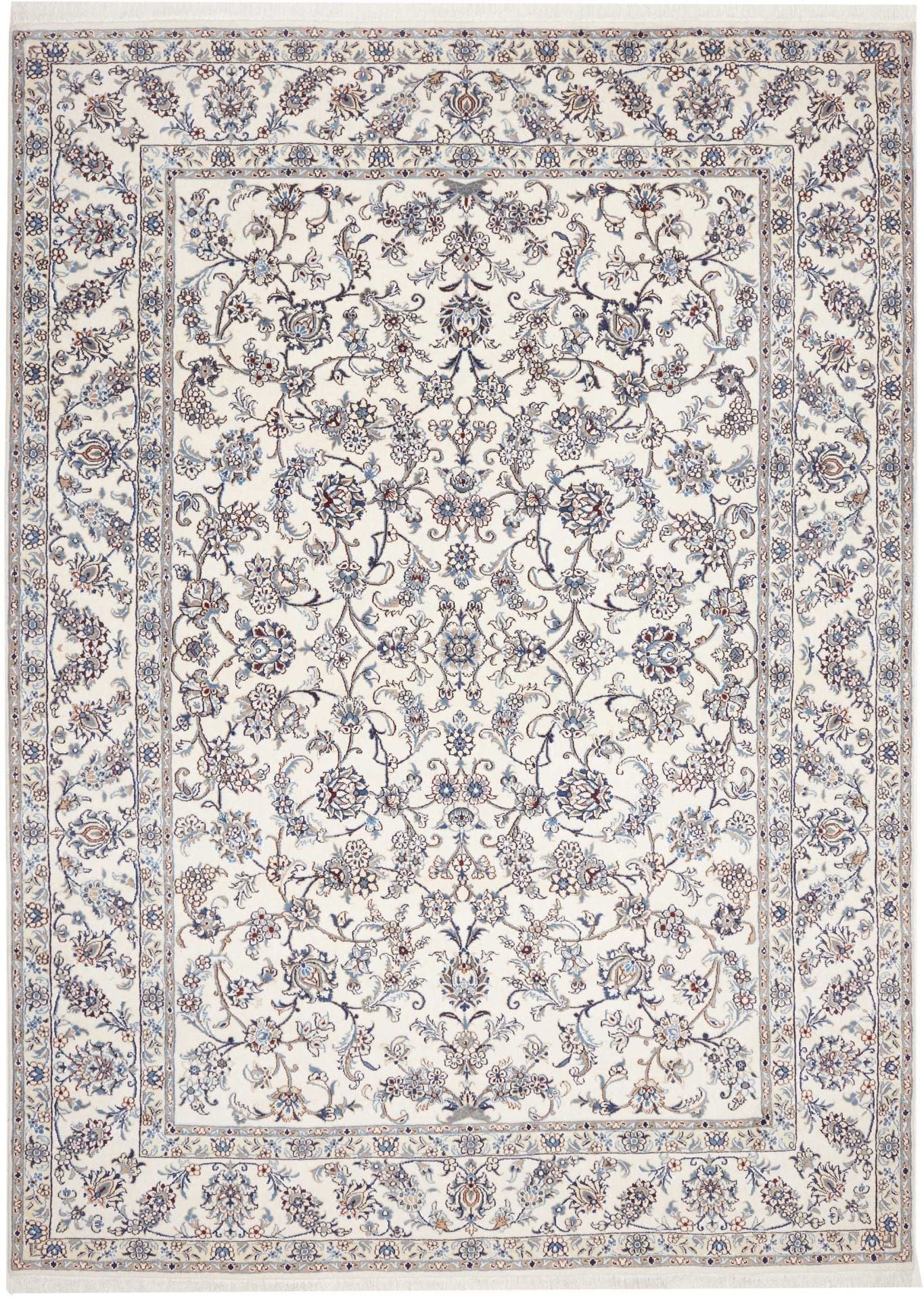 Nain Teppich 251 x 343 cm, florale Muster, Schurwolle, handgeknüpft