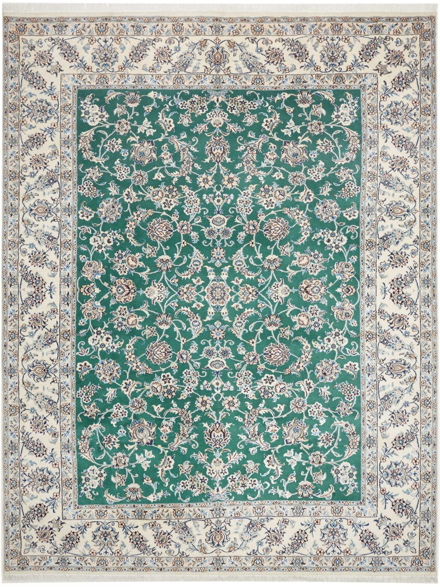 Exklusiver Nain Teppich 247 x 328 cm, florales Muster, handgeknüpft H1